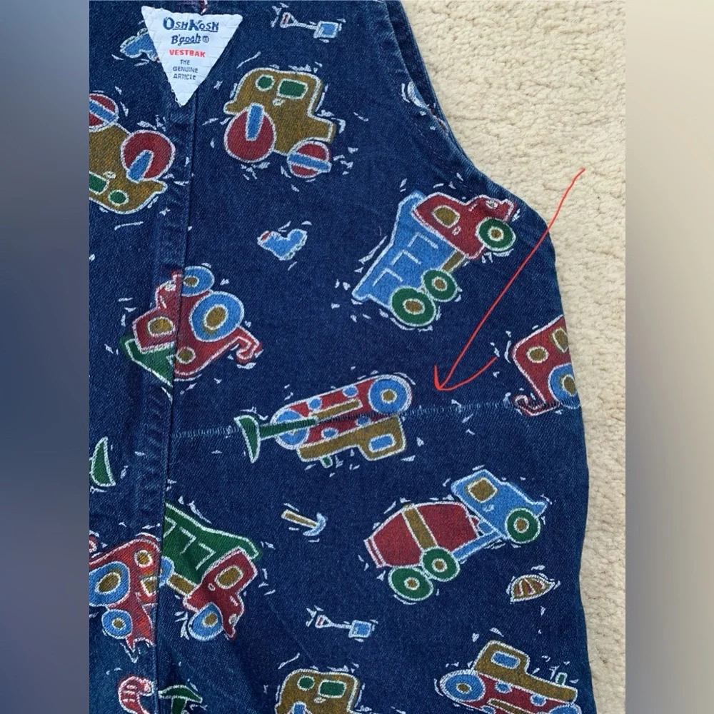 Vintage Oshkosh Size 3T Construction Denim Shorts Overalls - Picture 12 of 12